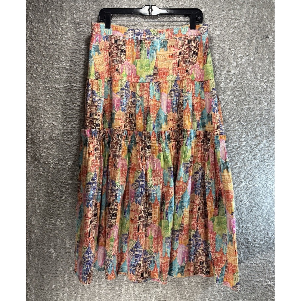 Eva Franco Anthropologie Villa Tiered Maxi Skirt 8 Bohemian Preppy Travel USA